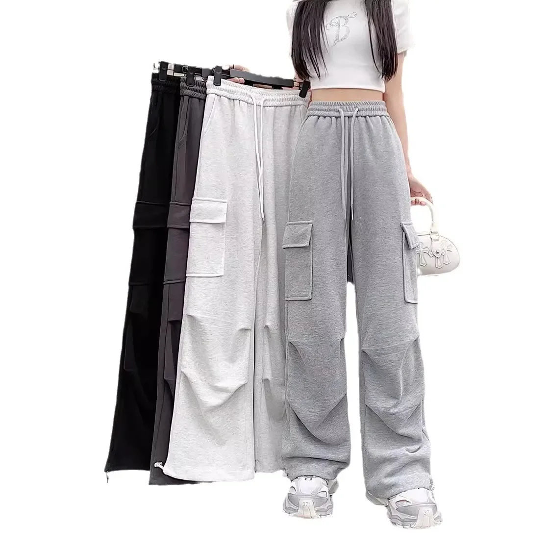 Casual Pants Women Spring New High Waist Loose Wide Leg American Sweat pants