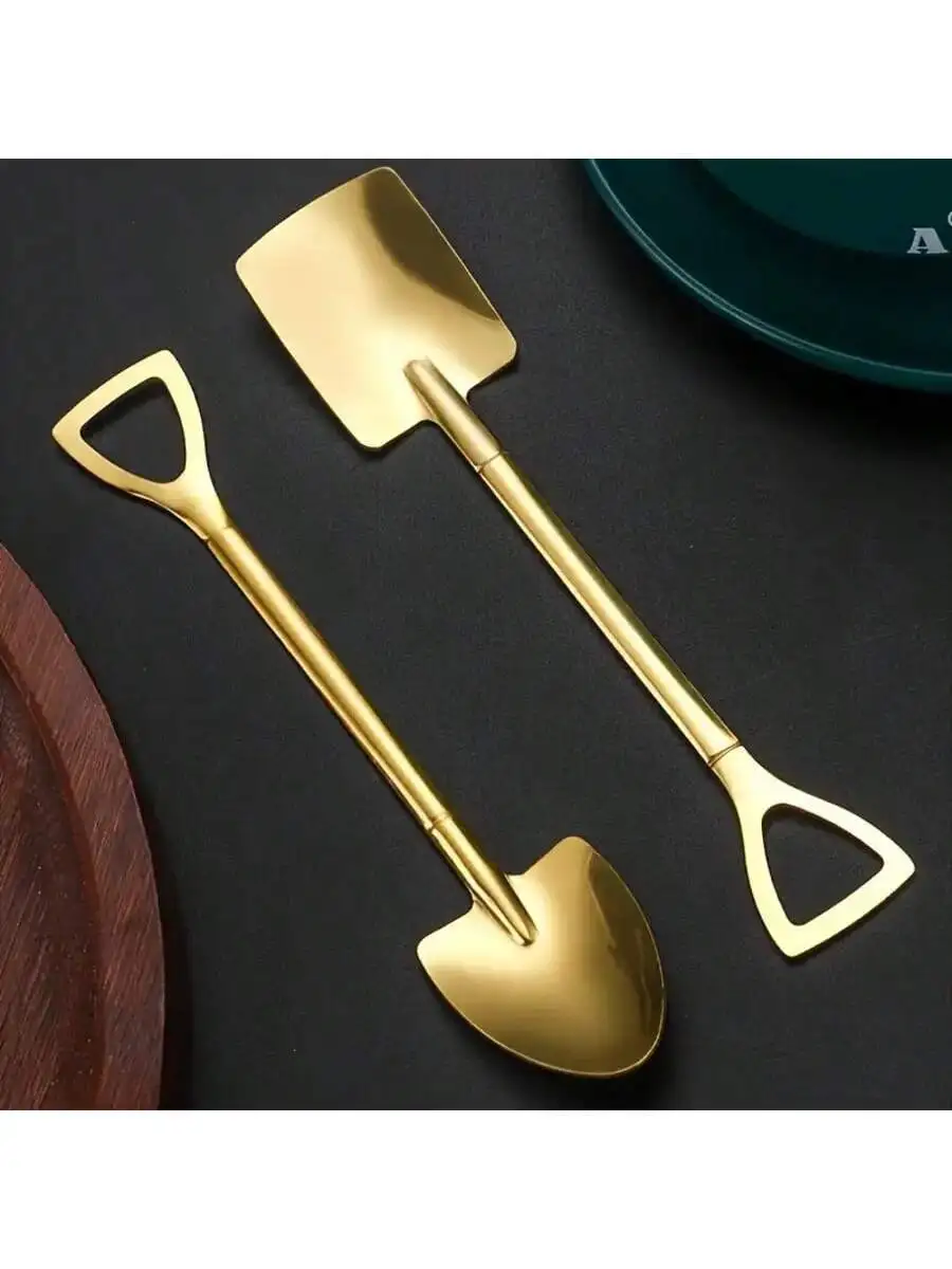 2-Piece Shovel Shape Stainless Steel Dessert Spoon For Fruit Ice Cream