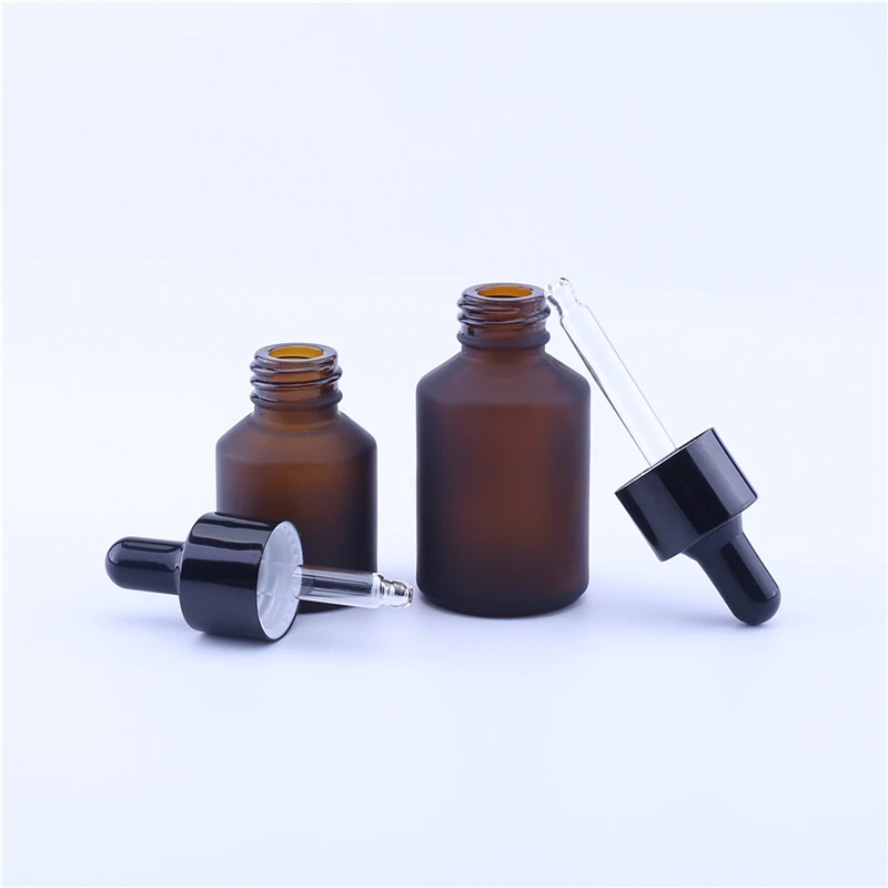 10PCS 15ml 30ml Empty Cosmetic Essential Oil Packaging Oblique Amber Glass Dropper Bottle Jar Glass
