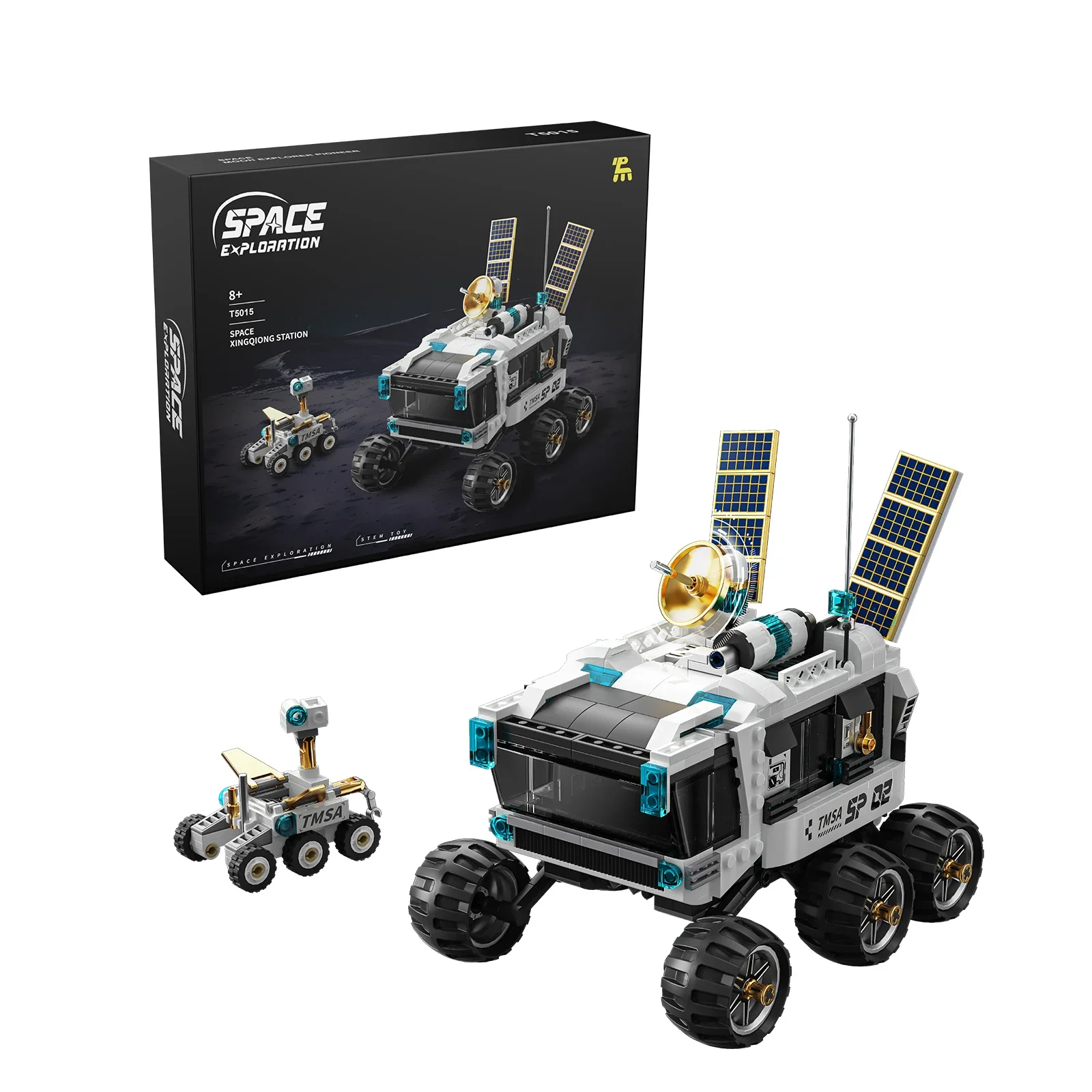 626 stücke Mond Exploration Pioneer Bausteine Raum Kleine Ziegel Mond Exploration Auto MOC Modell Kind Kreative DIY Spielzeug