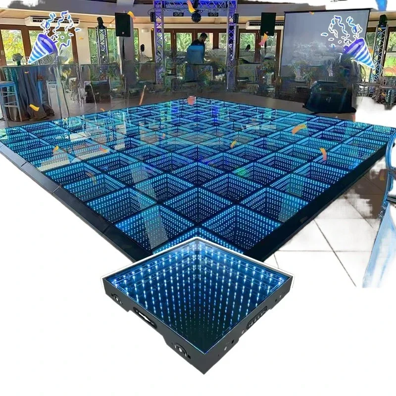 

Mirror Party Stage Light Up Dancing Floor Tiles Outdoor Wedding 3d Magnetic Light Emitting Diode Dance Floor