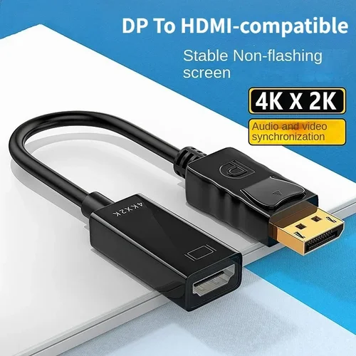 Cable de transferencia HD compatible con DP a HDMI DisplayPort carcasa pequeña Cable de transferencia de vídeo compatible con DP a HDMI 4K 60Hz
