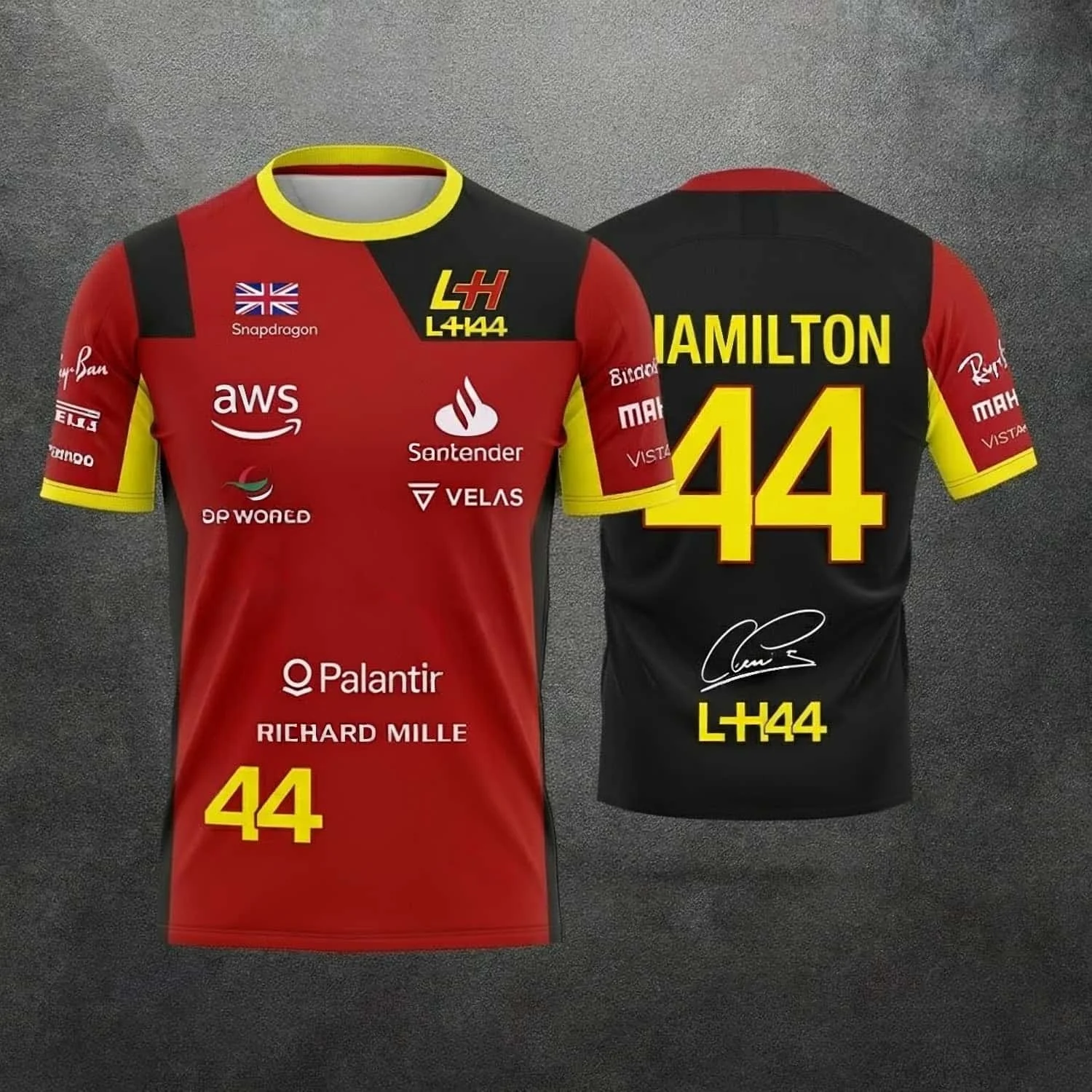 2026 New Special Edition Hamilton Summer Unisex Motorsport Fans 44 Red Black Racing Team Uniform Jersey Parent-child T-Shirt