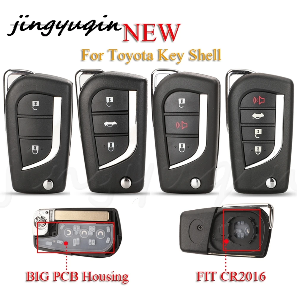 jingyuqin 2/3/4BTN Flip Folding Remote Key Shell For Toyota Levin Camry Reiz Highlander Corolla Key Case VA2 Toy48 Toy43