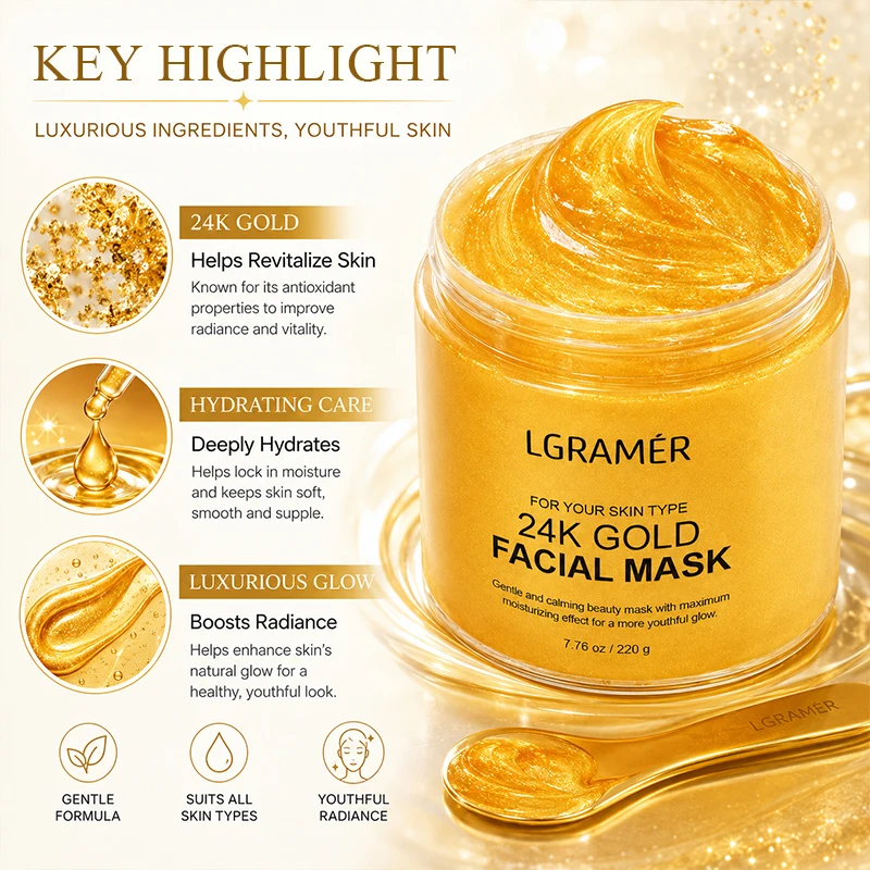  24K Gold Facial Mask, Deep Moisturizes,Anti-Aging,Flawless & Skin Face Mask Helps For Reduces Wrinkles Fine Lines & Acne Scars