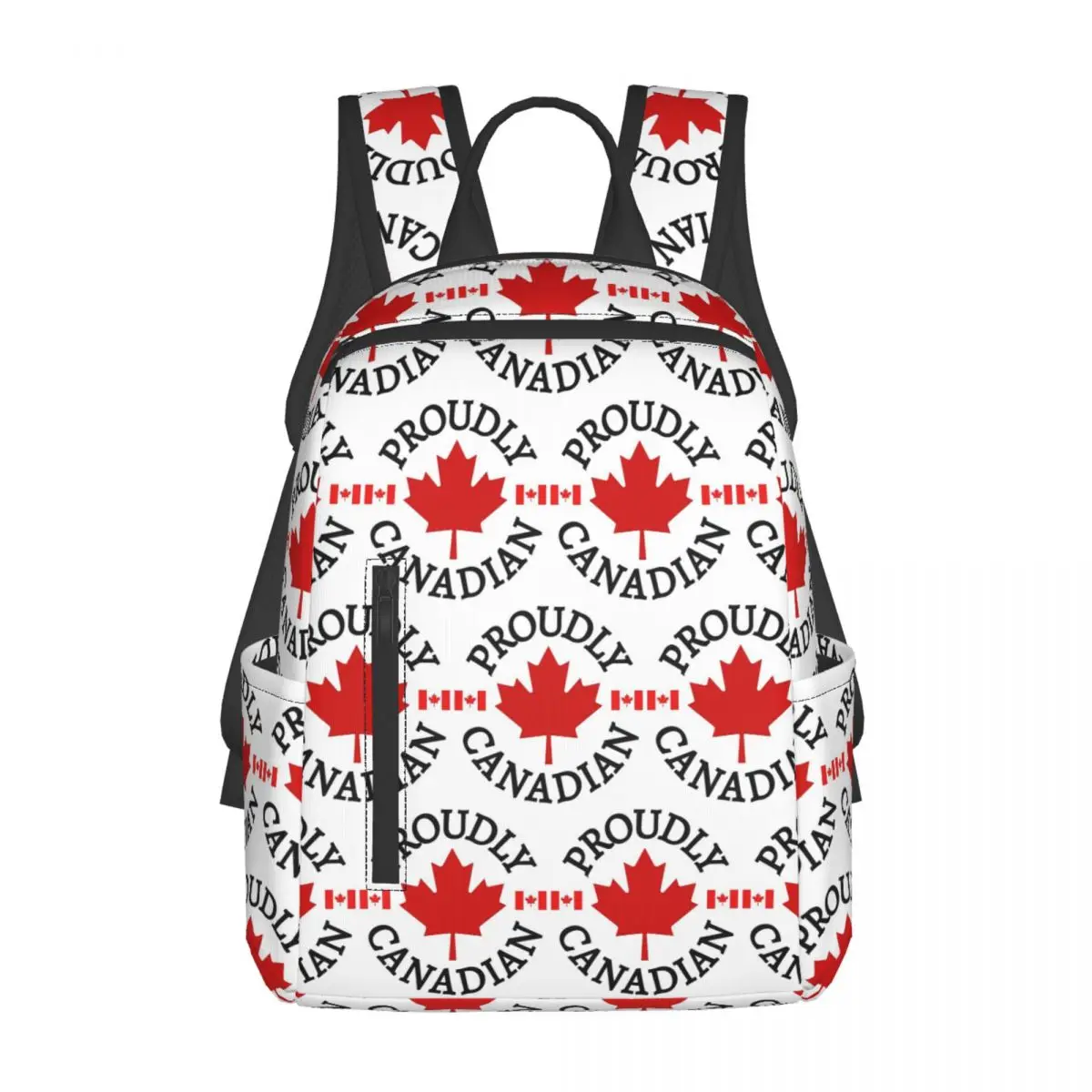 

Proudly Canadian With Maple Leaf And Flag Canada Backpack Daypack Large Capacity BookBag School Bag Shoulder Bags for Men Women