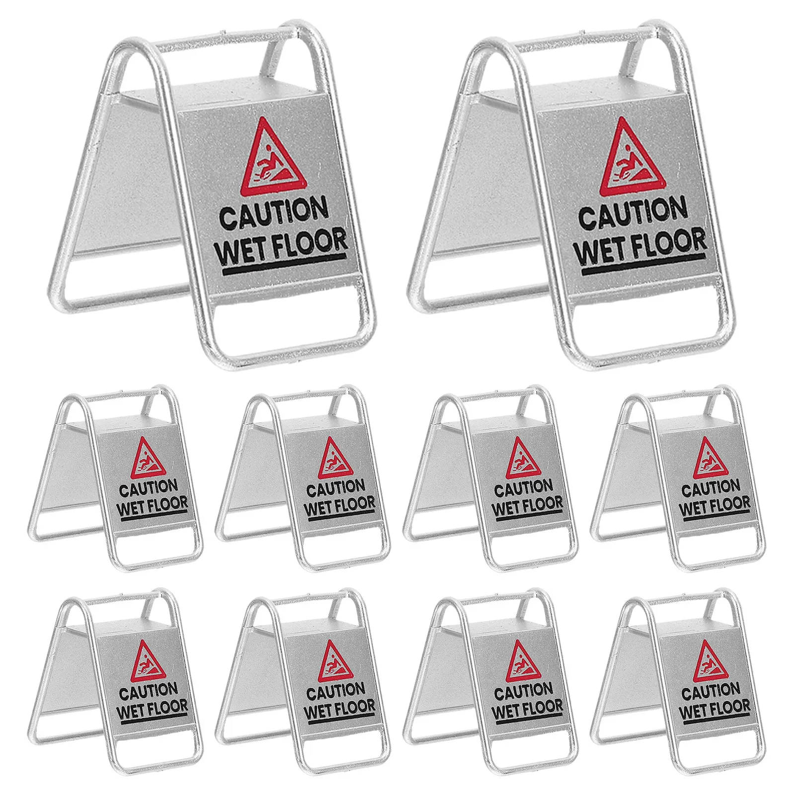 

10Pcs Mini Floor Caution Signs Realistic Plastic Dollhouse Wet Floor Warning Signs Fairy Garden Diorama Accessories Safety Decor