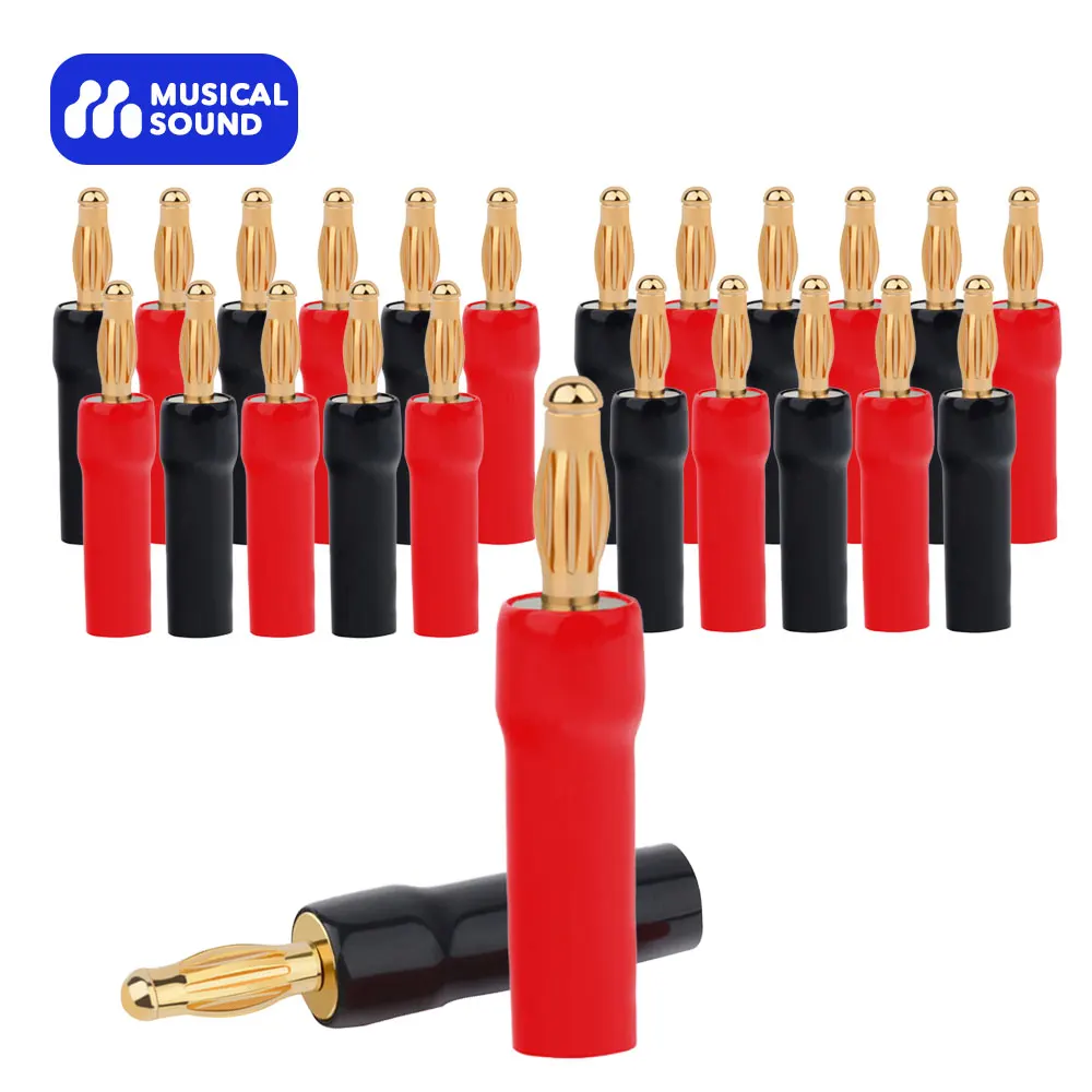 

Musical Sound 24 Pieces Set 4MM Copper Banana Plug 24-Pack 24K Gold Plated Plugs Audio Jack Connector for Speaker Stereo Cable