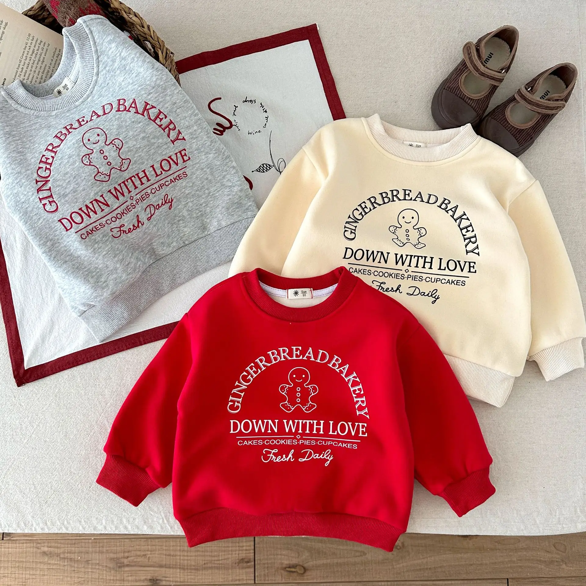 2025 شتاء جديد الأطفال بلوزة من الصوف لطيف بنين بنات عيد الميلاد ملابس الاطفال بلوزة كاجوال موضة الطفل الدافئة البلوز