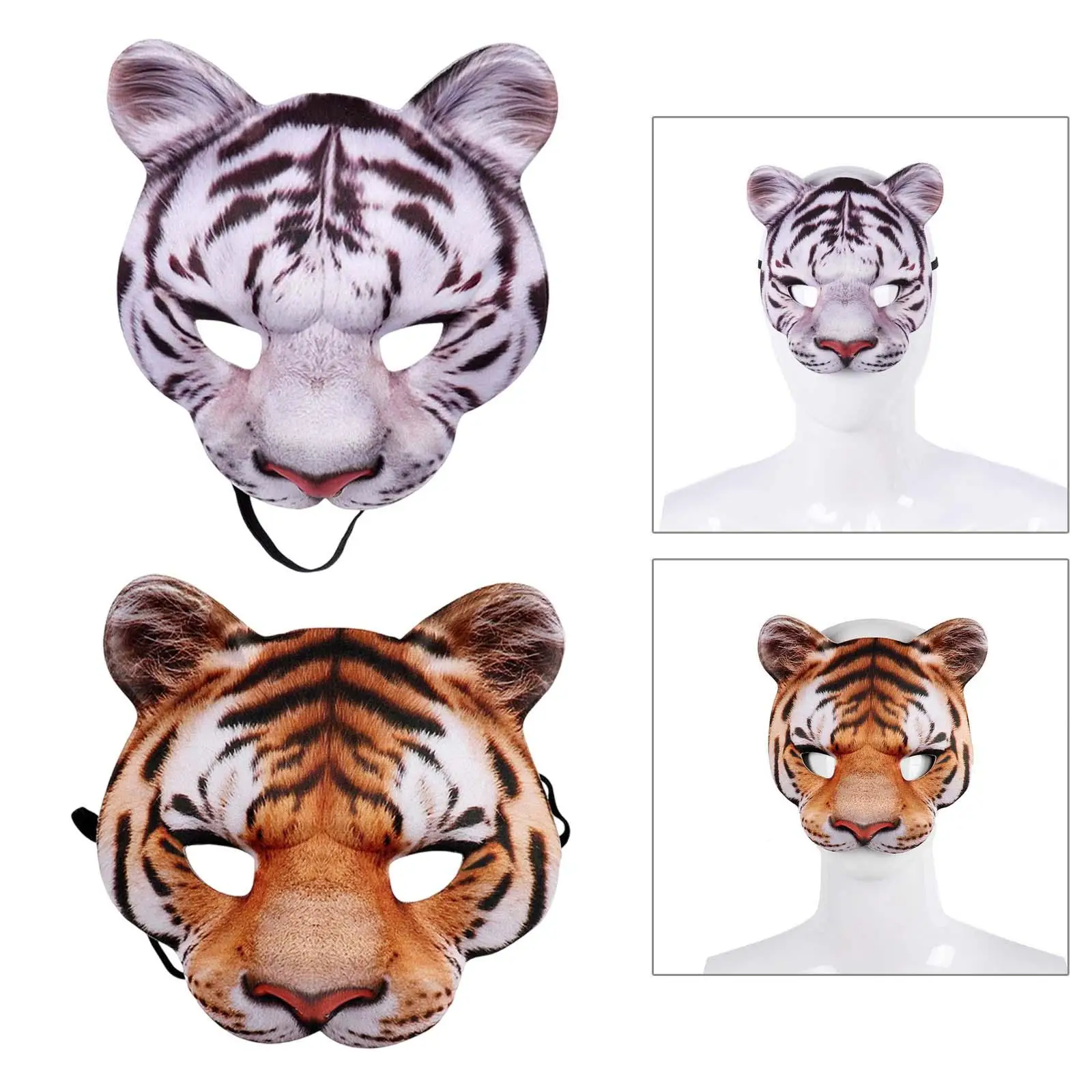 Máscara de animal do zoológico assustador, acessório de meia face, suprimentos para festa, máscaras decorativas para