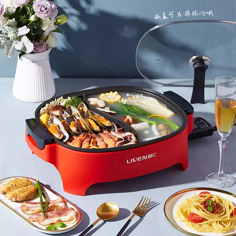 Food Double Hot Pot Dish Electric Cooker Kitchen Multifunction Non-stick Chinese Hot Pot Home Noodle Fondue Chinoise Cookware