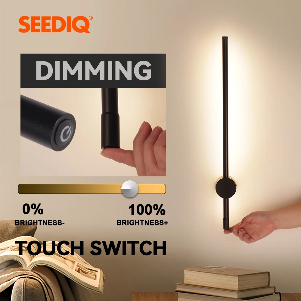 Lámpara Led de pared para interiores, candelabro de pared con Interruptor táctil, accesorio de iluminación largo para dormitorio, sala de estar,