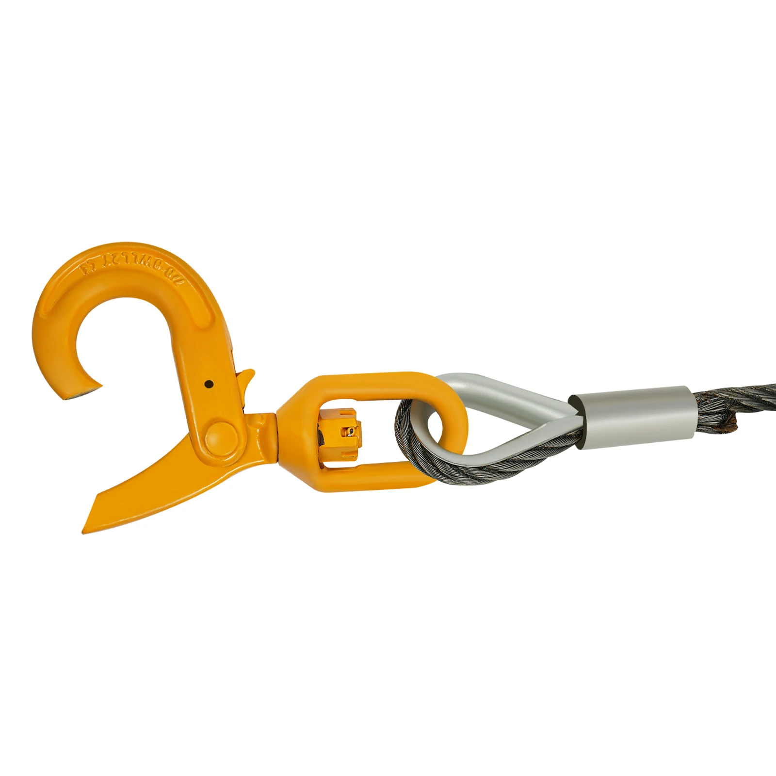 Gelber Kohlenstoffstahl 9/16 Zoll * 150 Fuß Drahtseilhaken Selbstsichernder Sicherheitshaken 4409 Pfund Tragfähiges Winden-Zugseil
