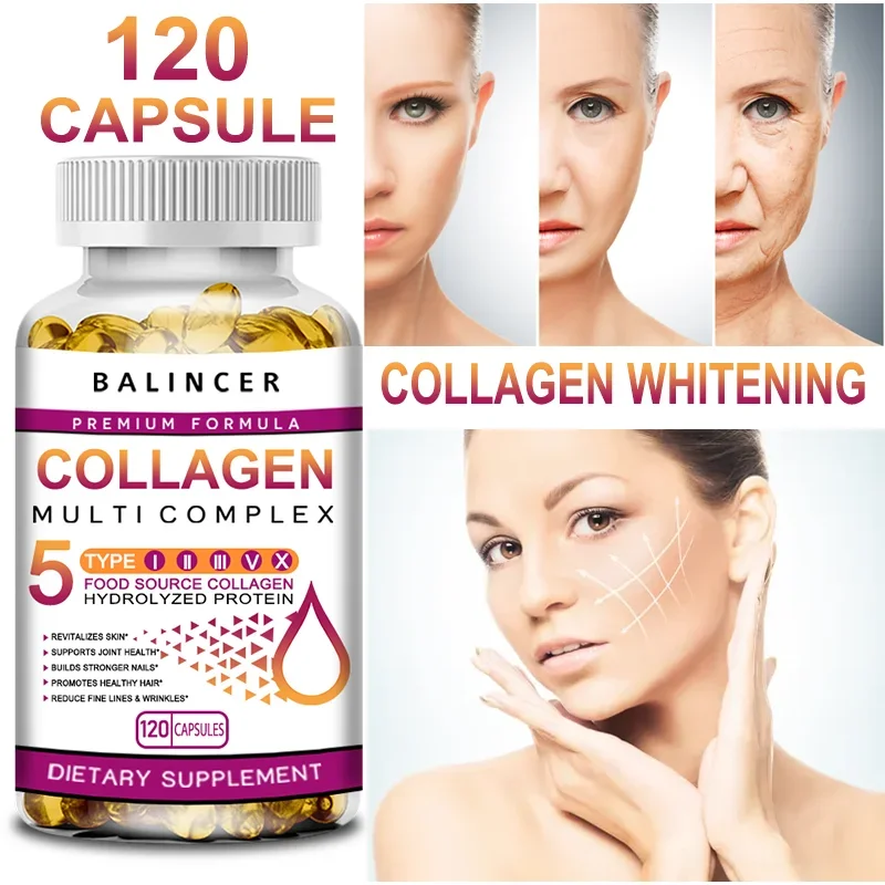 Collagen dietary supplement, a health care product for women\'s skin that supports healthy skin, hair, nails, and antioxidants