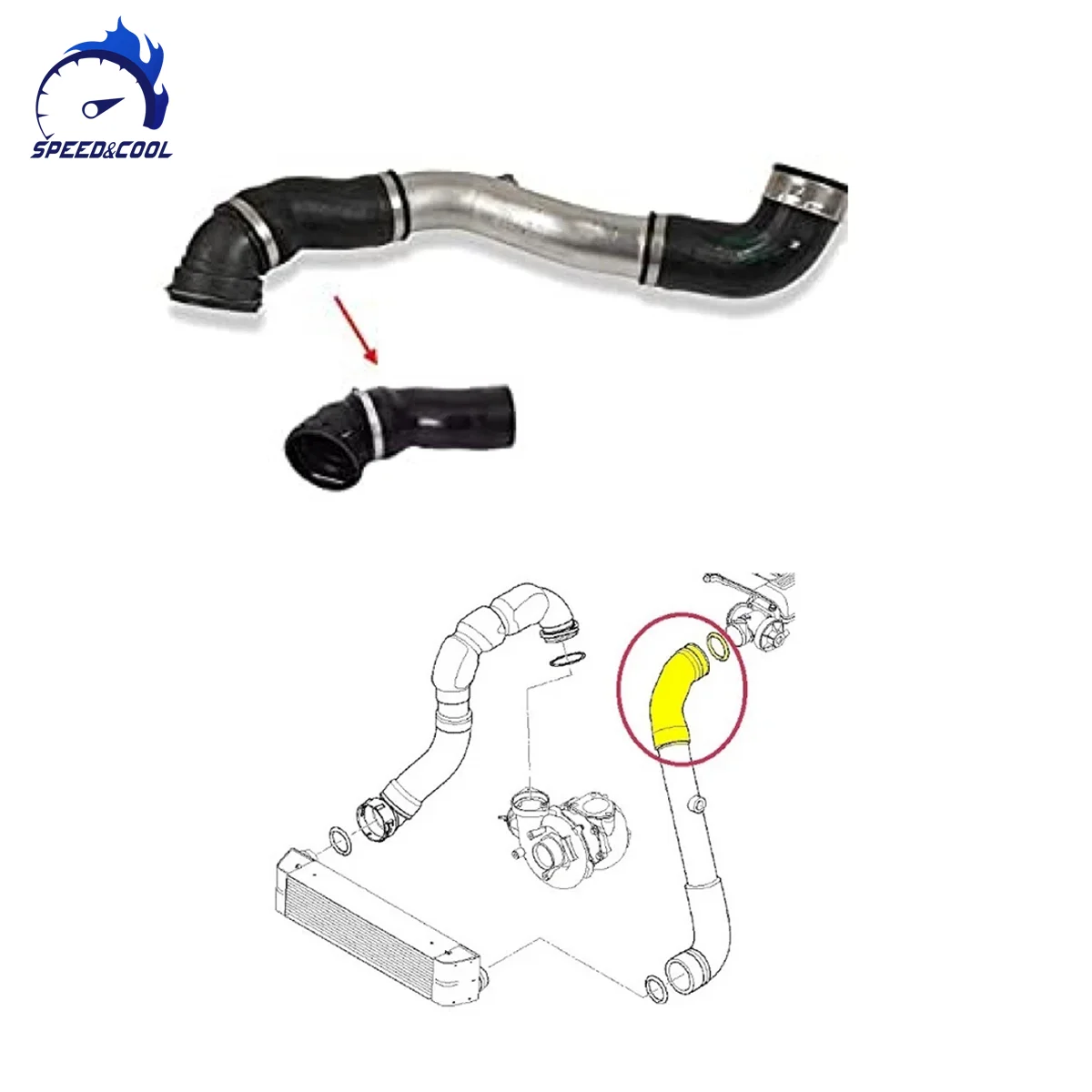 

SPEED&COOL For BMW E90 E91 E92 325D 330D 335D Intercooler Pipe Turbo Hose 11618506078