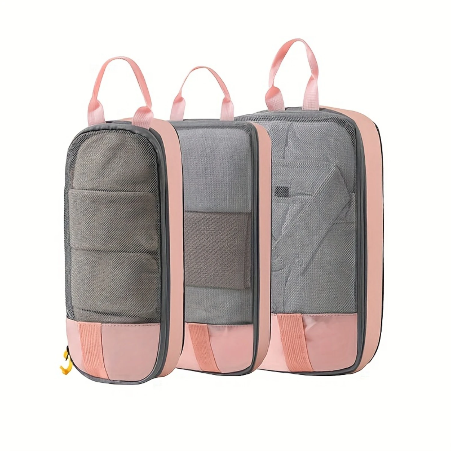 

3 Set Premium Fabric Compression Packing Cubes - Efficient Travel Organizer, Space-Saving, Lightweight, and Durable for Suitcas
