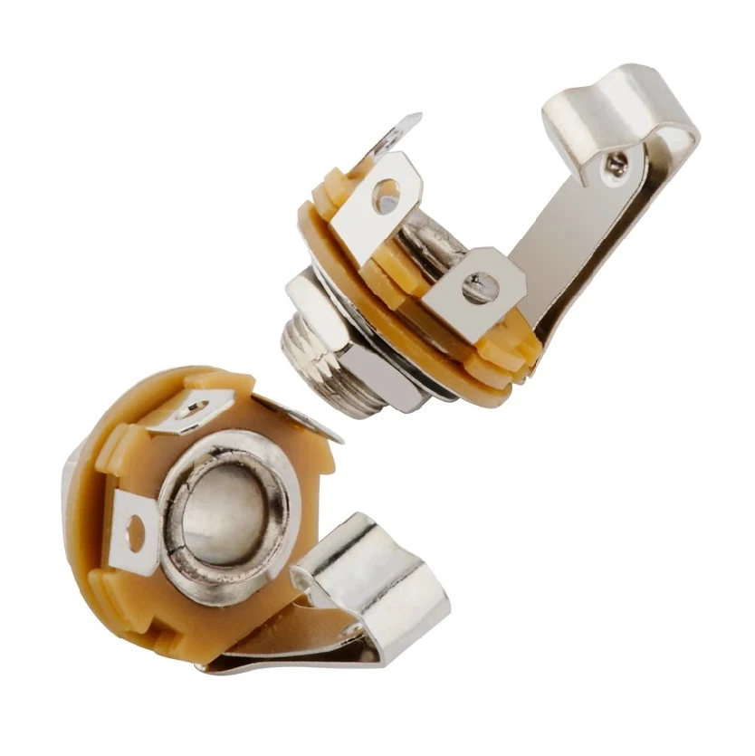 Metal 6.35/6.5MM Electric Guitar Input Jack Mono Stereo Sockets 3 Pole 4/6Pin Connector