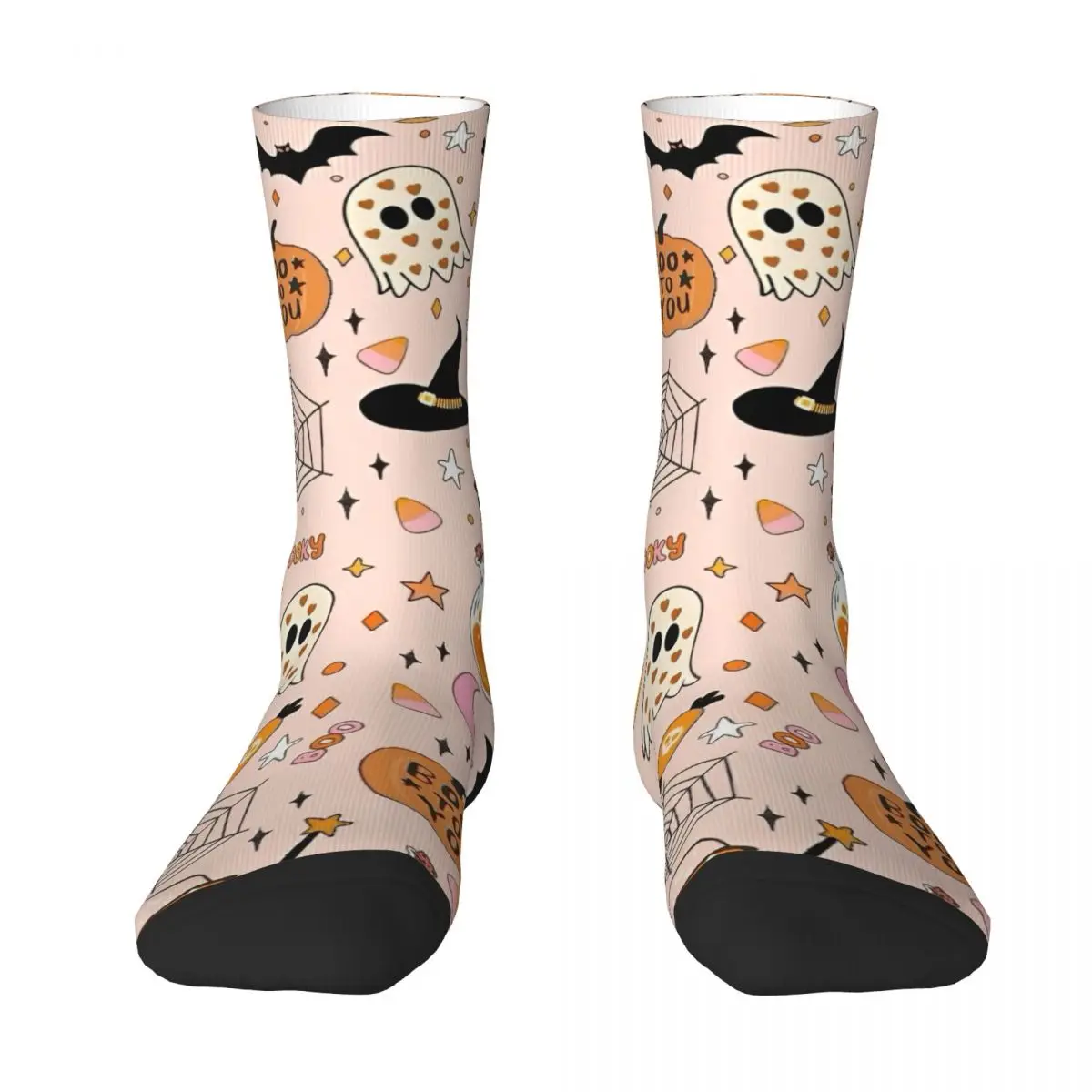 Horror Halloween Pumpkin Bat And Ghost Stockings Trick or Treat Socks Winter Anti Slip Socks Men Skateboard Breathable Socks