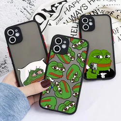Sad Frog pepe Phone Case For iPhone 15 14 12 13 11 Pro Max Mini XR X XS MAX 7 8 Plus Case Shockproof Fundas For iPhone 13 Cover