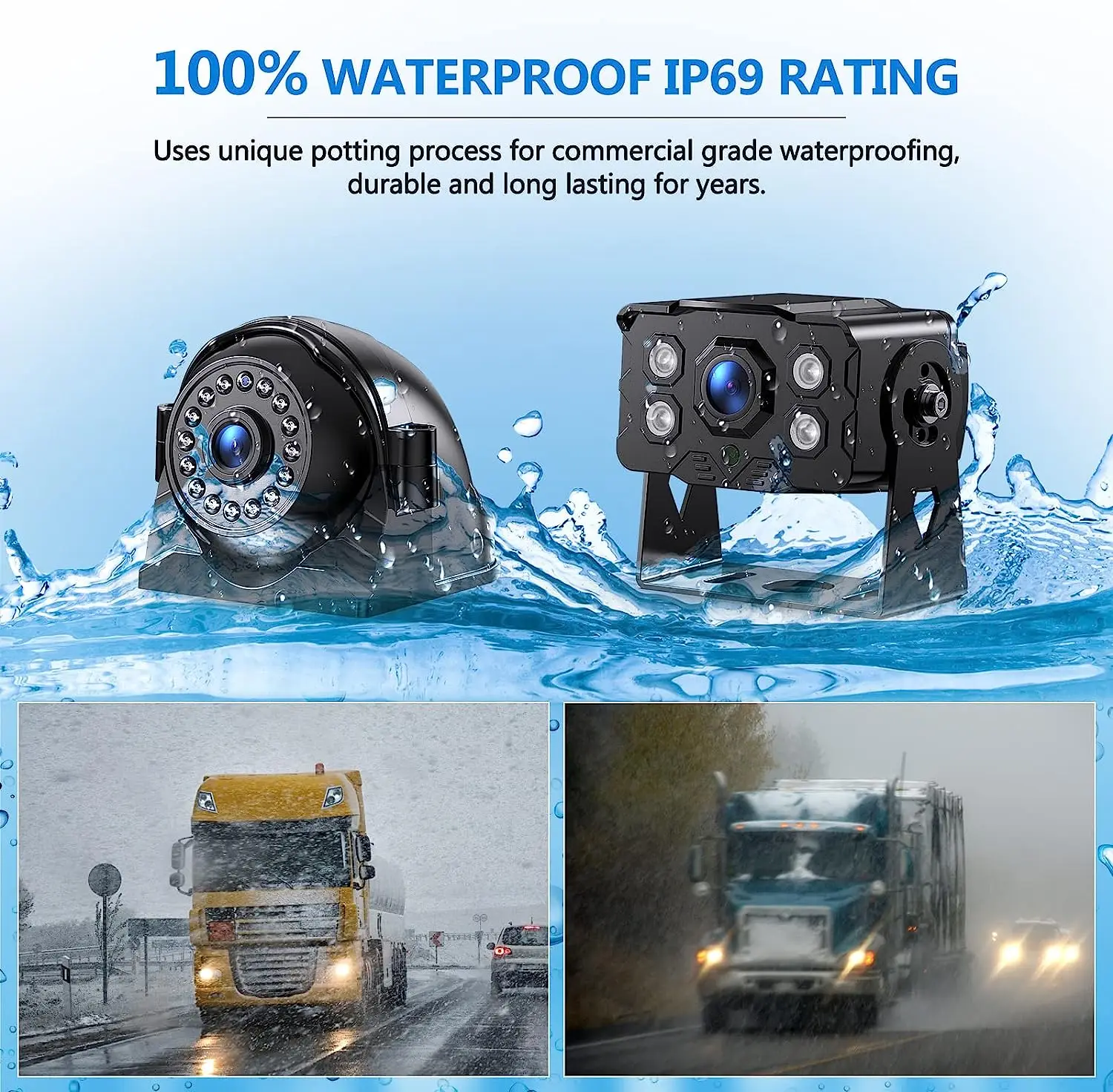 YWX 10.36 Inch 4 Channels Split Screen Car MP4 DVR Recorder Monitor With AHD Front Rear Backup Camera for Truck/Bus/Trailer/RVs