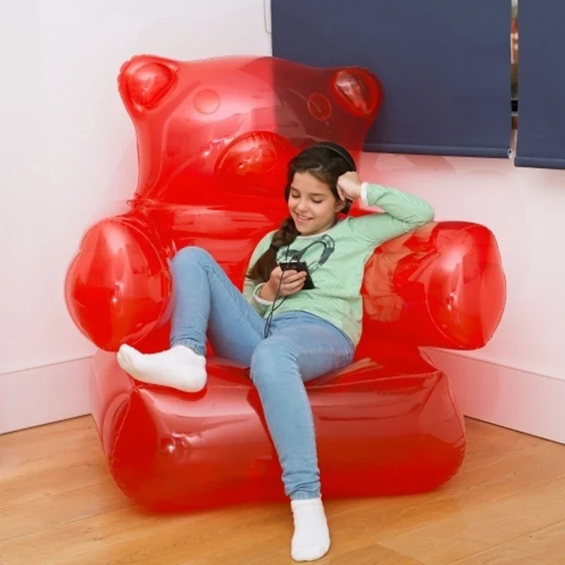 Nadmuchiwany fotel w kształcie misia Gummy Trwały PVC Blow Up Lazy Sofa Śpiwór do domu Podwórko Podróżowanie Składane krzesło kempingowe