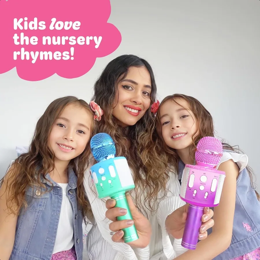 Le microphone karaoké comprend des chansons préchargés, jouet cadeau de fête d'anniversaire Bluetooth pour tous âgés de 2 3 4 5 6 ans et plus, pour filles et garçons