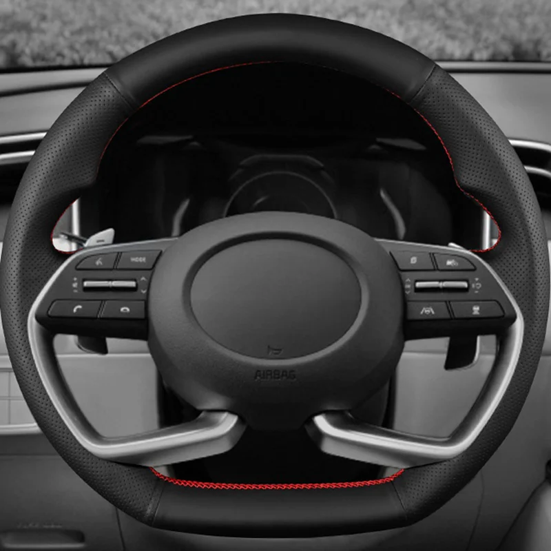 Genuine Leather Car Steering wheel Cover For Hyundai Sonata Dn8 10th 2020 Handle Cover Interior Car Accessories