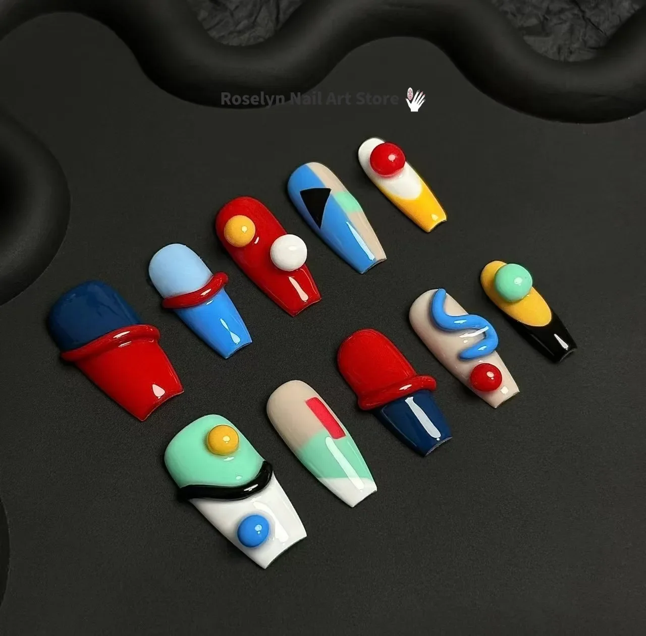 Designer's New Handmade Multi-color Pearl Inlaid Premium Fake Nail Limited Edition Smooth Relief Fake Nail Comes with A Tool Kit