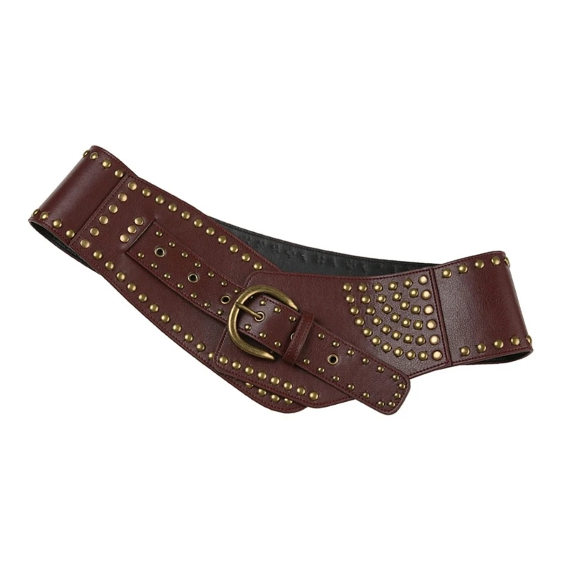 Rivet Studded Cincher Belt Aesthetic Belt Fashion Punk Belt Girl Waistband Western Belt PU Waiststrap for Shorts Skirt