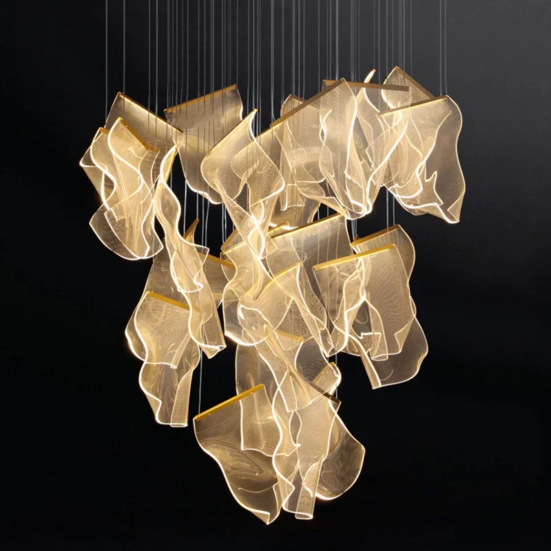 

Postmodern Creative LED Chandelier Dining Room Living Room Kitchen Island Hanging Lamp Staircase Light Guide Lighting Device