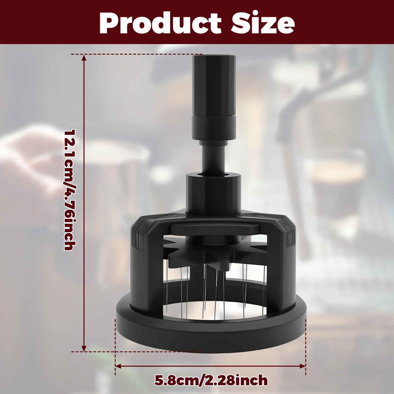 Espresso Coffee Tamper, Level Coffee Tamper for 58mm Portafilter, Adjustable Depth Stainless Steel Ripple Base for Coffee