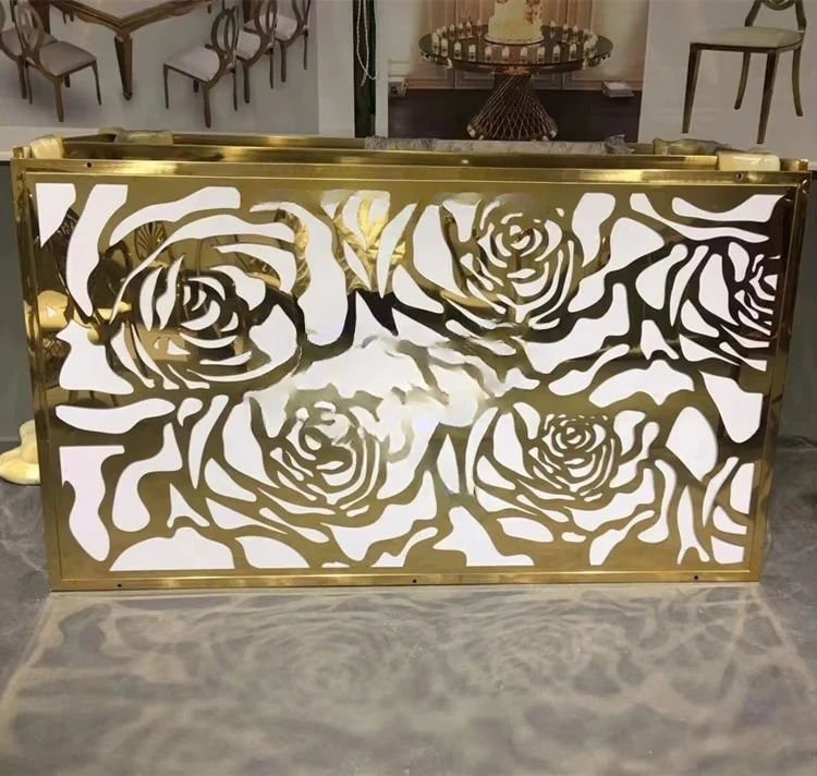 Modern Club Furniture Rectangle Golden Commercial Receprion bar Counters for Sale
