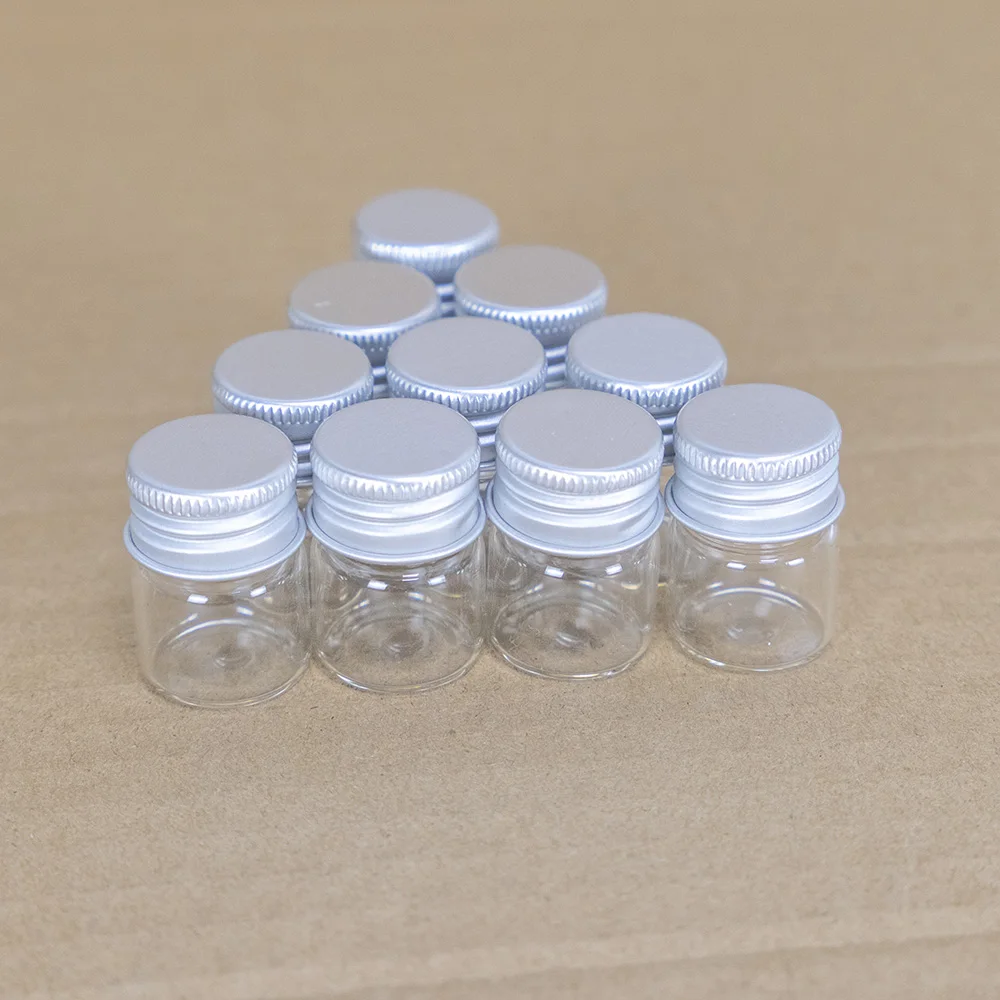 

5ml Aluminum Cover Glass Bottle Wedding Decoration Present Jars Refillable Empty Eco-Friendly Vials 100pcs