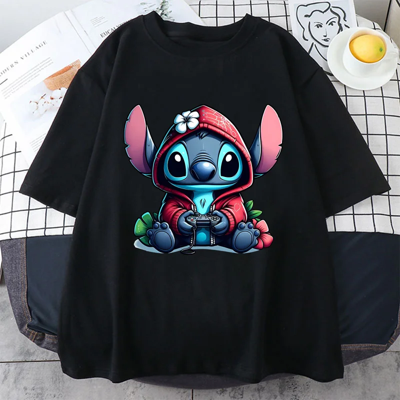 Lilo & Stitch T-shirt Summer Female Y2k Clothes Casual Top Women's T-shirt Disney Streetwear Clothing Female Cartoon T-Shirt