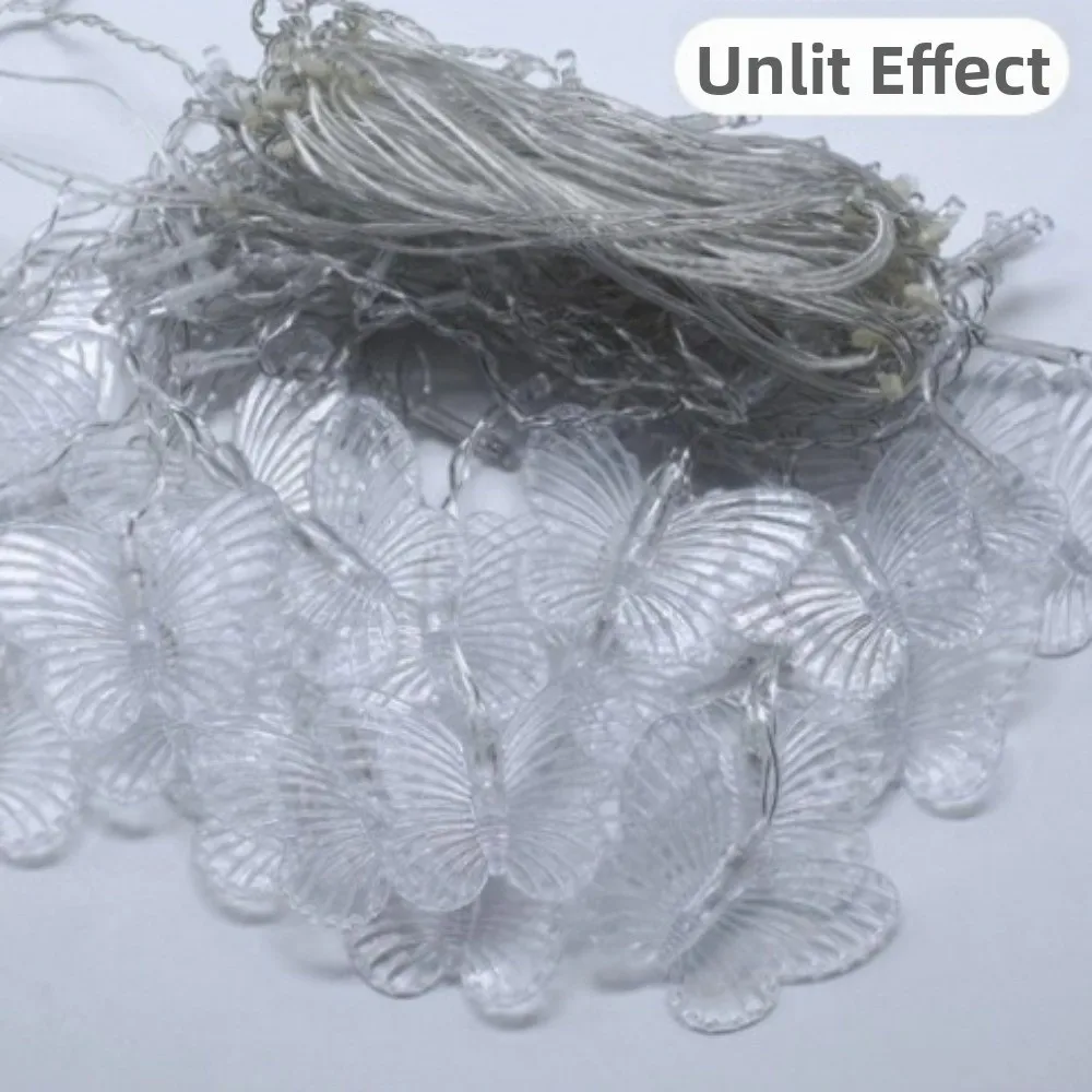 سلسلة إضاءة LED خارجية من البلاستيك مع 10/20 أضواء سلسلة أضواء على شكل فراشة 1.5/3 متر ضوء زخرفي #4