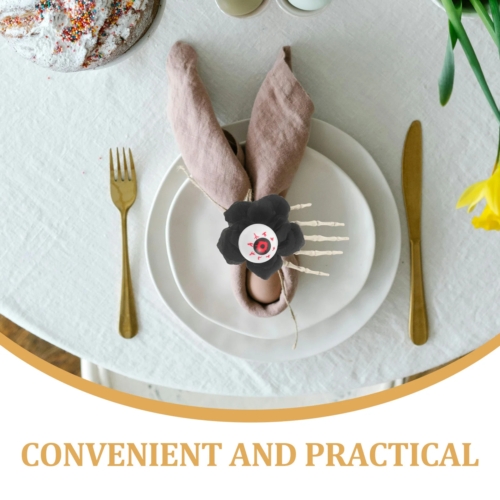 

4Pcs Halloween Napkin Rings Scary Design Party Napkin Holders Table Decoration Banquet Dining Table Decor Serviette Buckles