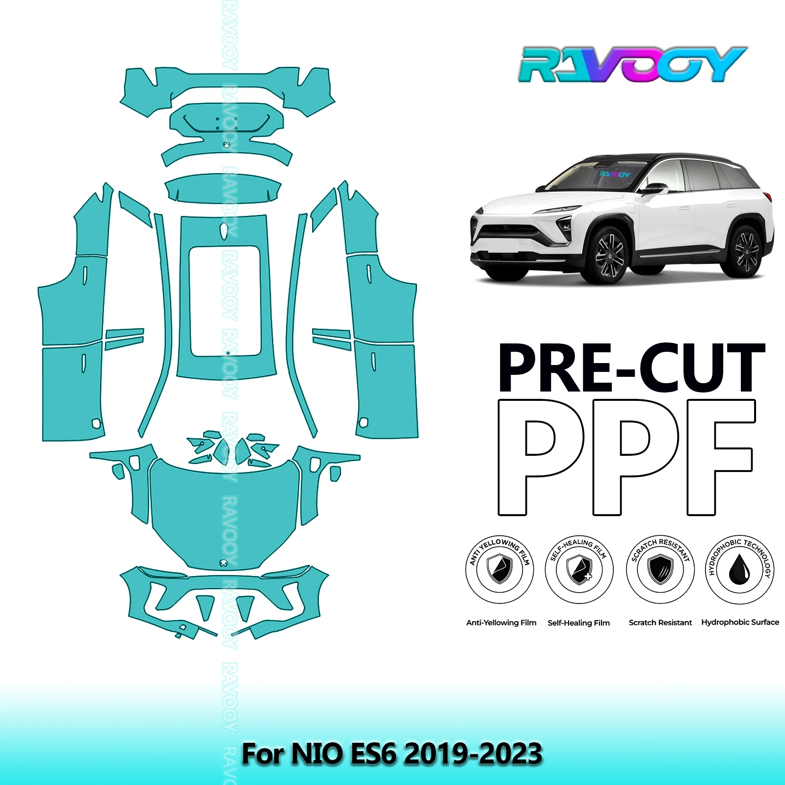 

Full Vehicle Clear Bra Precut PPF Paint Protection Film For NIO ES6 2019-2023