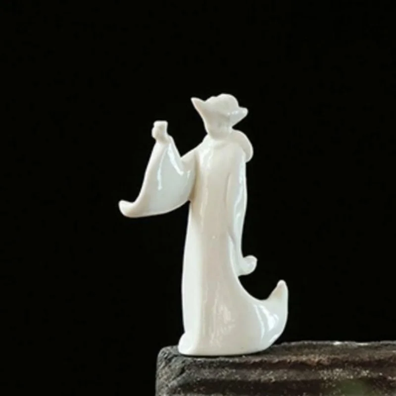 

4.3" Chinese White Porcelain Ceramics Li Po Knock Over A Drink Figurine Statue