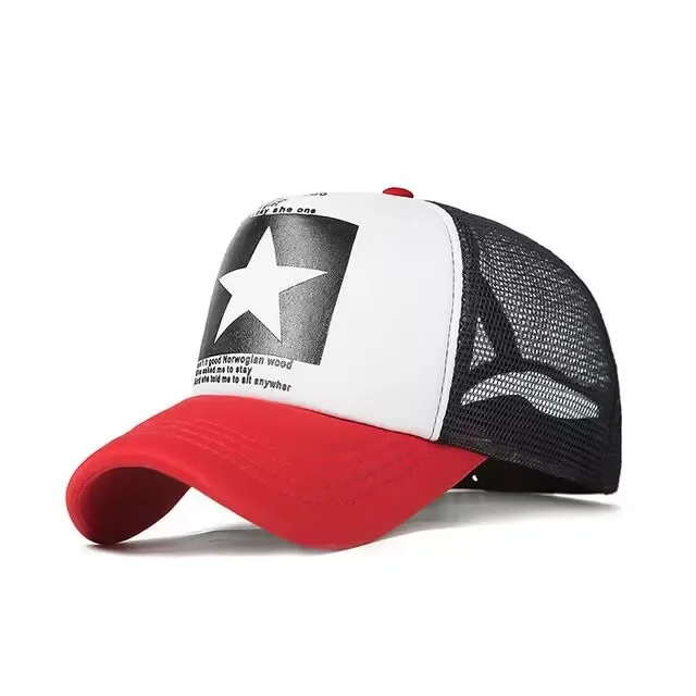 New five-pointed star printed baseball cap spring summer breathable net caps men women outdoor sun shade hat adjustable wild hat