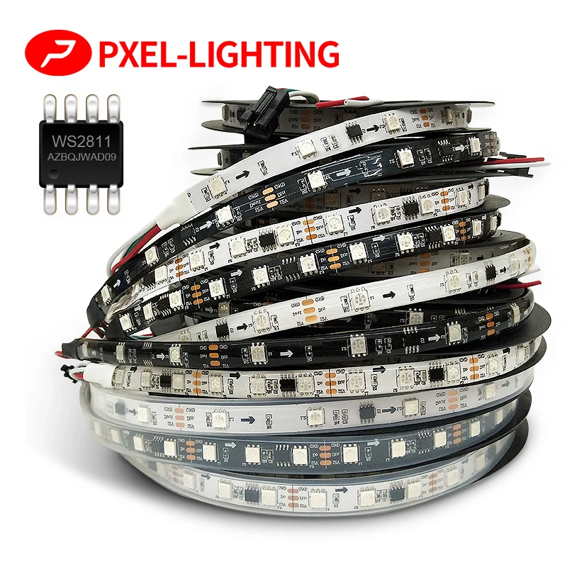 

DC12V WS2811 5050 RGB Led Strip Light SMD Addressable SPI 30 60LEDs External 1 IC Control 3 Leds Bright Normal Led Lights