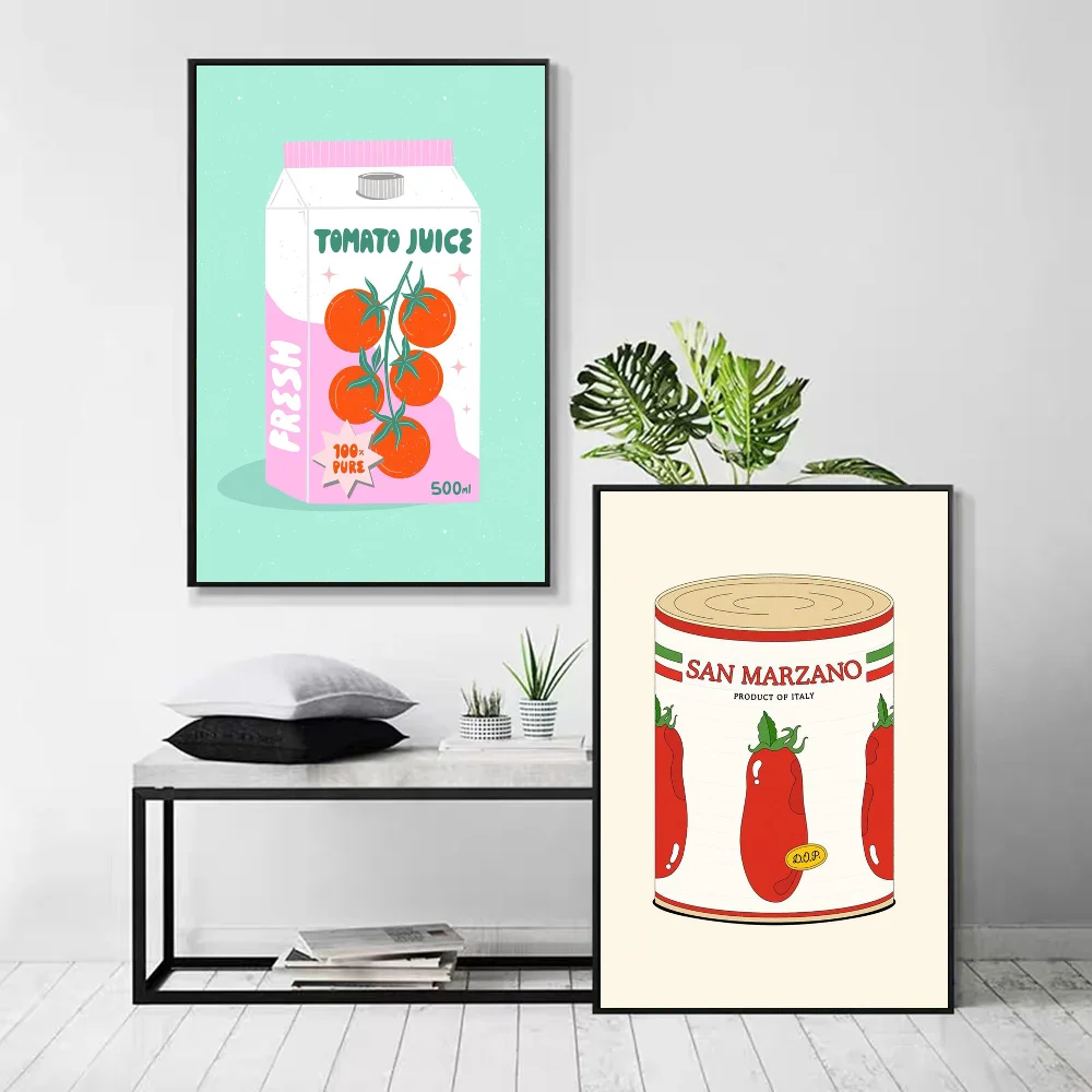 1pc Japanese Pink Canned Poster Self-adhesive Art Waterproof Paper Sticker Coffee House Bar Room Wall Decor