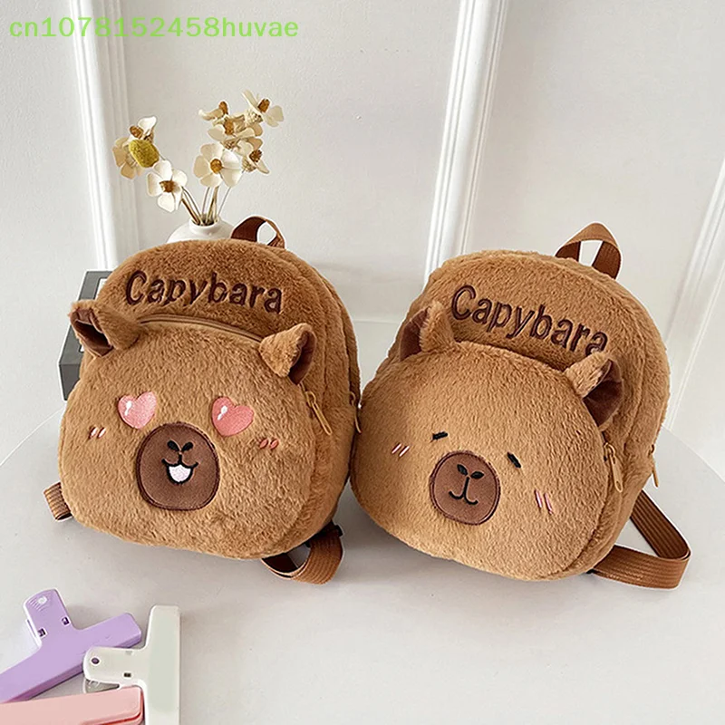 1 pc Capybara Doll Plush Backpacks Portable Cartoon Animals Cute Capybara Backpack Plush Women Bag Gift For Girls Kids