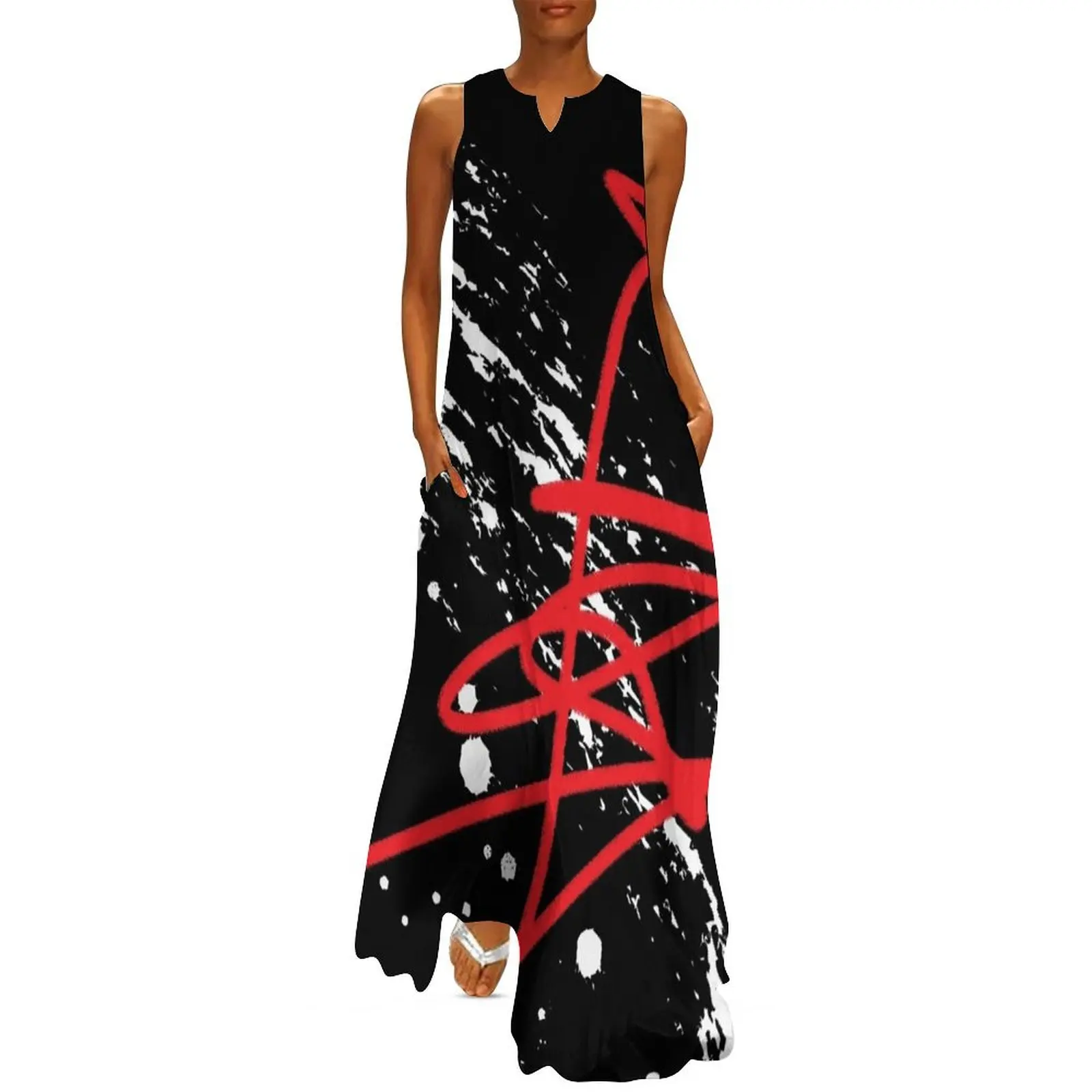 Down With The Splatter Long Dress Clothing female evening dress woman