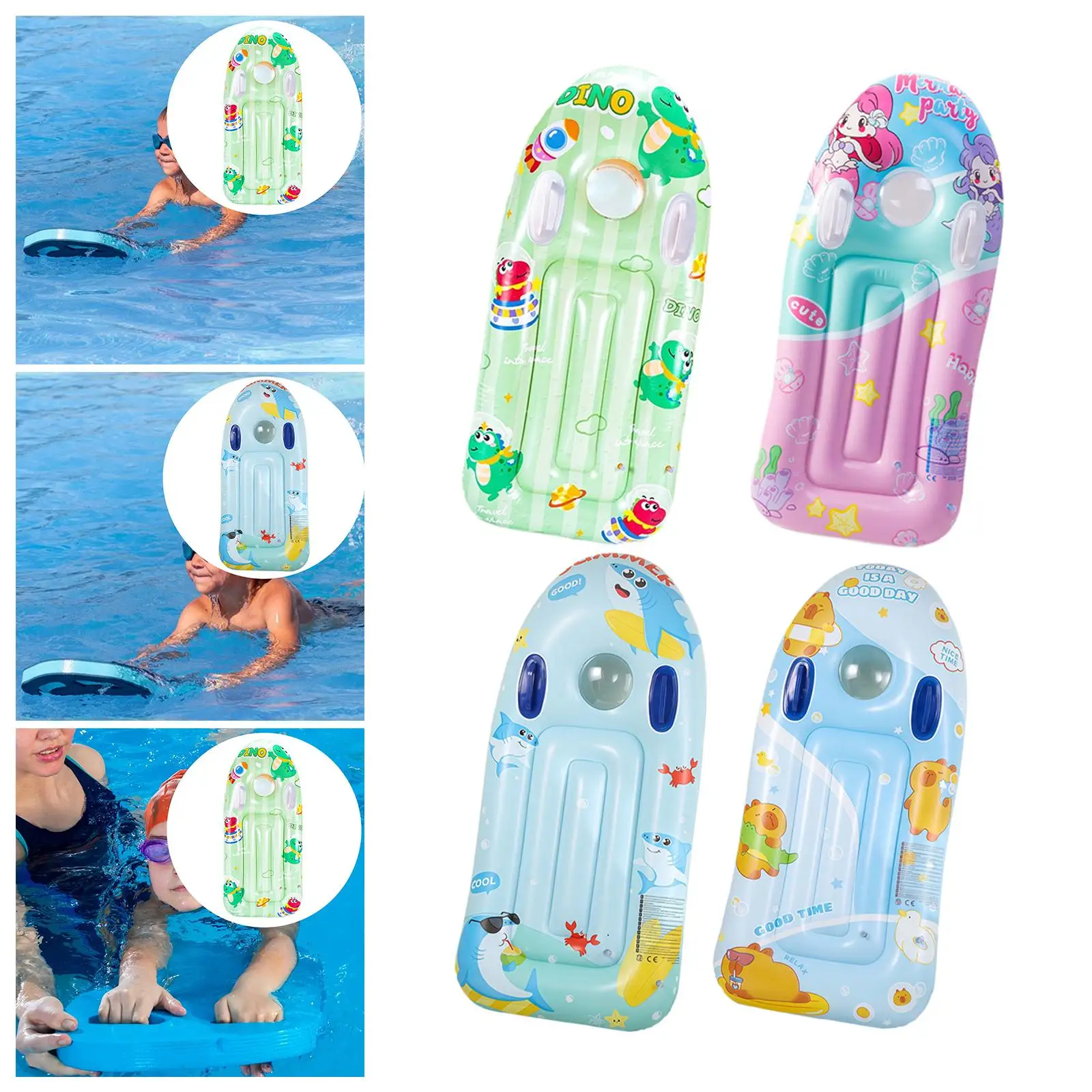 Inflatable Surfboard Transparent Viewing Window Lightweight Water Toy Surfing Body Board for Kids Boys Girls Beach Party Summer