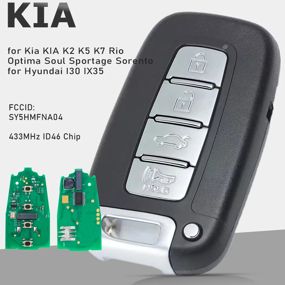

KEYECU Smart Remote key Fob 4 Button 433MHz ID46 Chip for Hyundai I30 IX35 , for Kia Forte Soul Rio Borrego Sorento 2009-2014