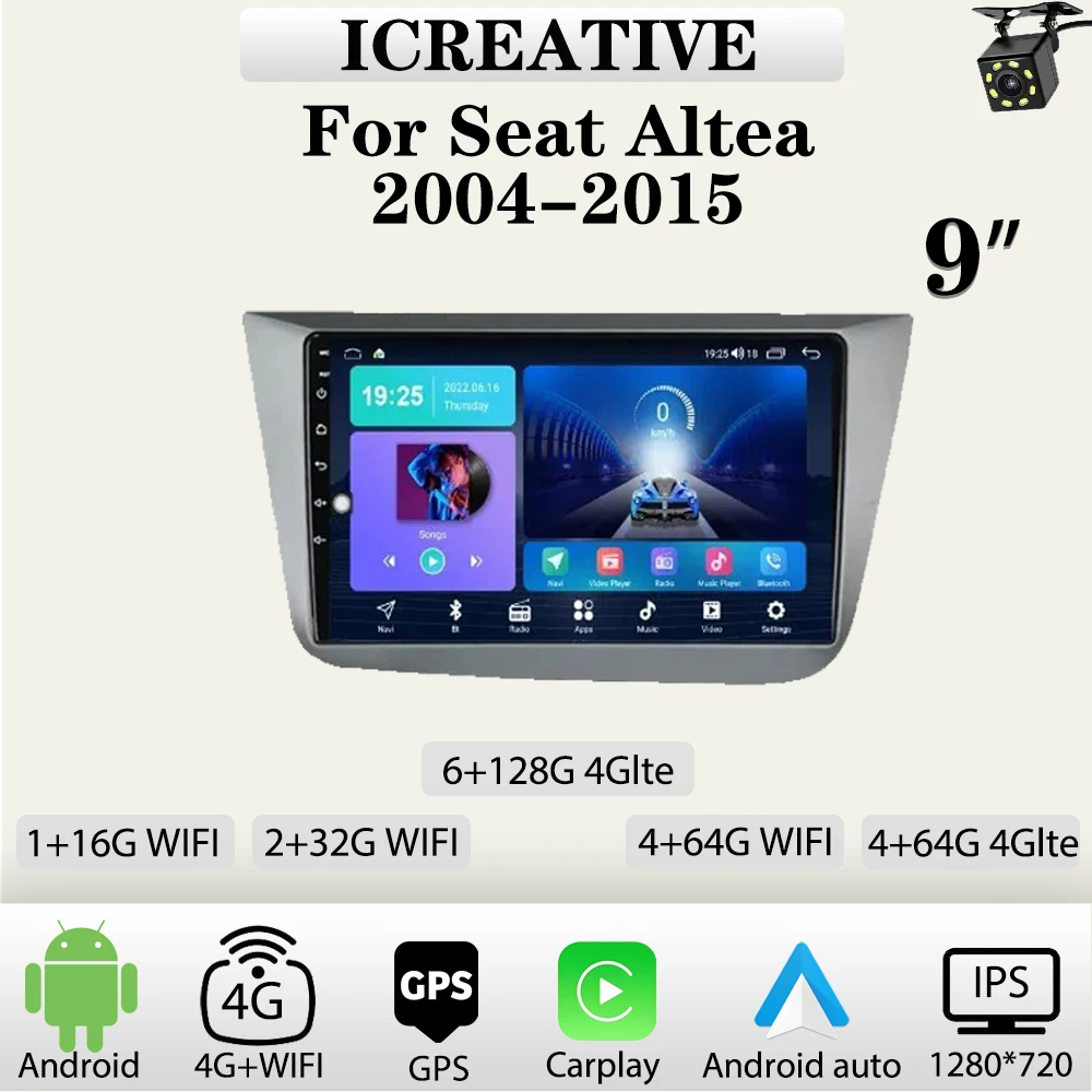 

Android Car Radio for Seat Altea 2004-2015 Multimedia Carplay Vedio Player 9‘’ Screen 2Din Stereo Autoradio Head Unit Navigation