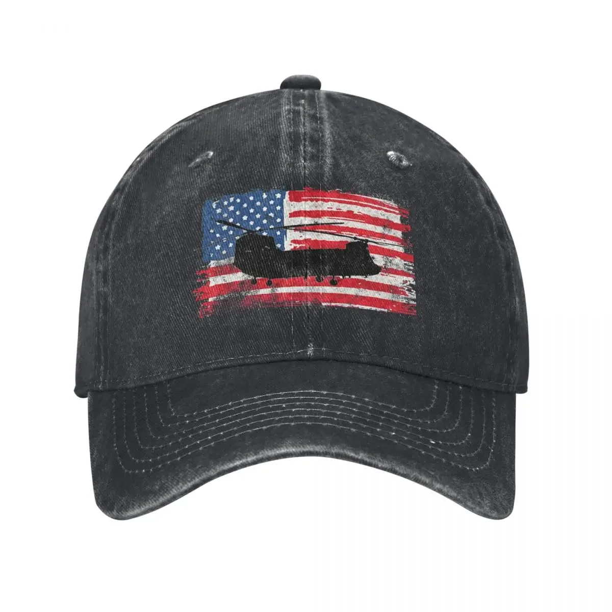 

Chinook CH-47 Helicopter US Military on Vintage Flag Baseball Cap funny hat Golf Hat summer hat Bobble Woman Men's