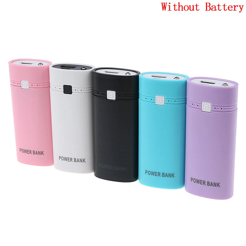 Estuche Portátil para Baterías con Puertos USB Coloridos, 2 x 18650, Pantalla LCD, Caja para Banco de Energía, Estuche de Carga para Baterías de 5V