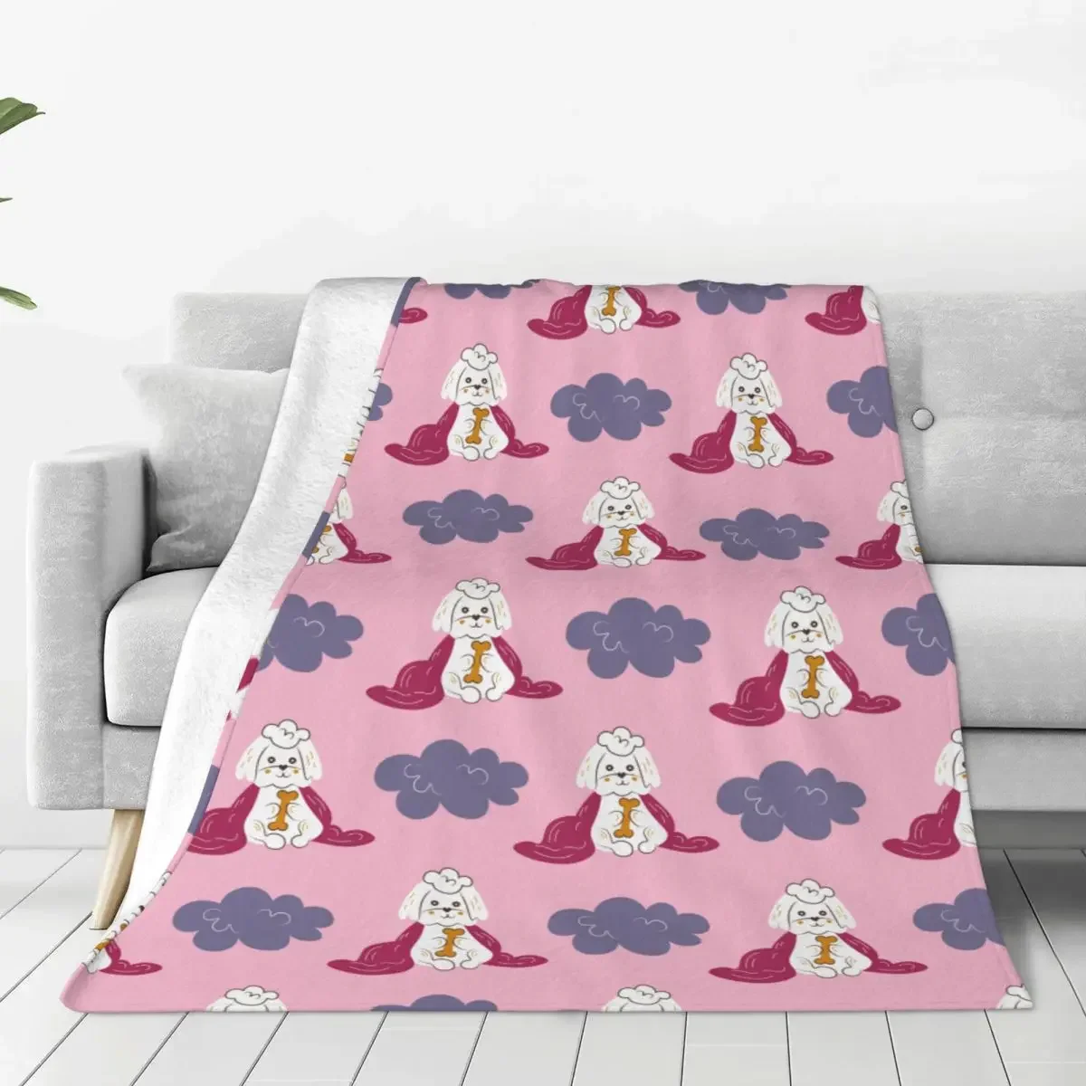 Maltese Puppy Dog Blanket Coral Fleece Plush Decoration Cozy Ultra-Soft Throw Blankets for Bedding Outdoor Bedspread