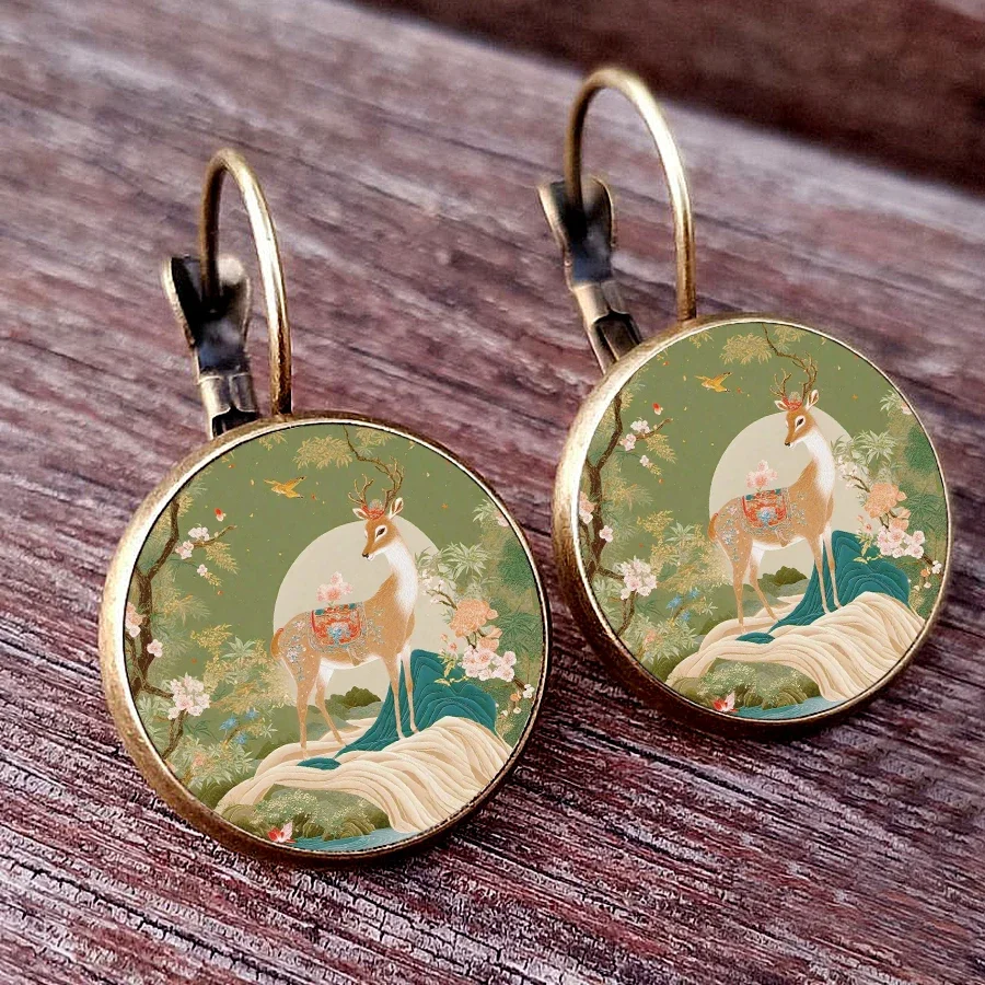 New Arrival Colorful deer earrings deer sika deer Glass Cabochon Womens Earrings like deer girls jewelry earrings gifts